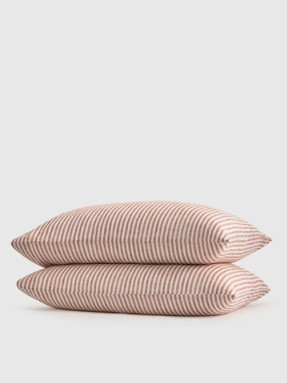 Quince European Linen Pillowcase Set — King — Terracotta/White Stripe — Set of 2
